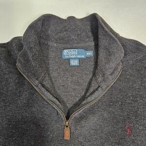 Polo Ralph Lauren Dark Gray 1/4 Zip Pullover Sweater Mens Size XL Red Pony